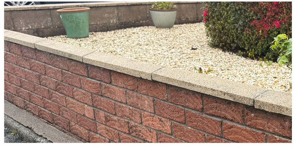 Clean red brick garden wall after washing